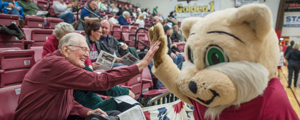 Chico State University Mascot Giving High Five