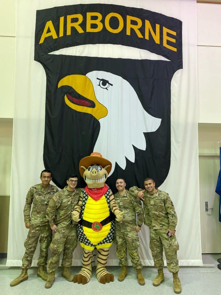 Andy Armadillo with members of the US Airborne