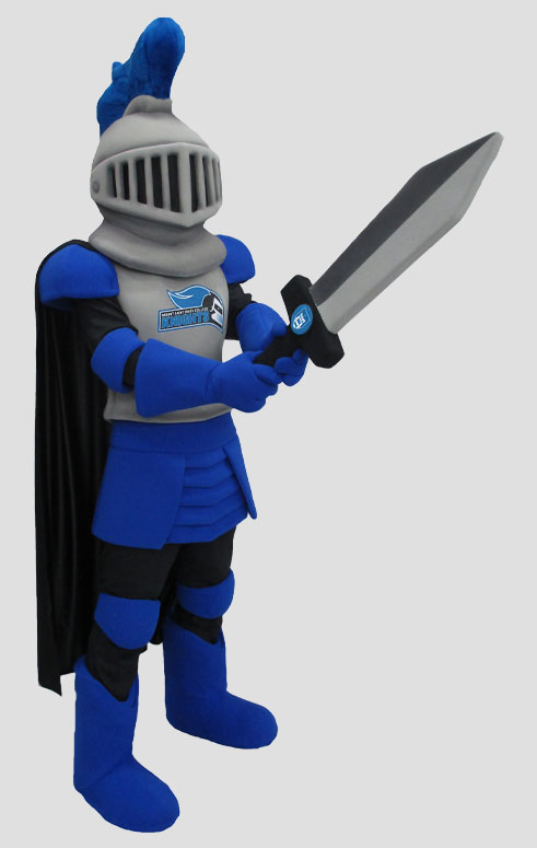School mascot knight with sword and shield