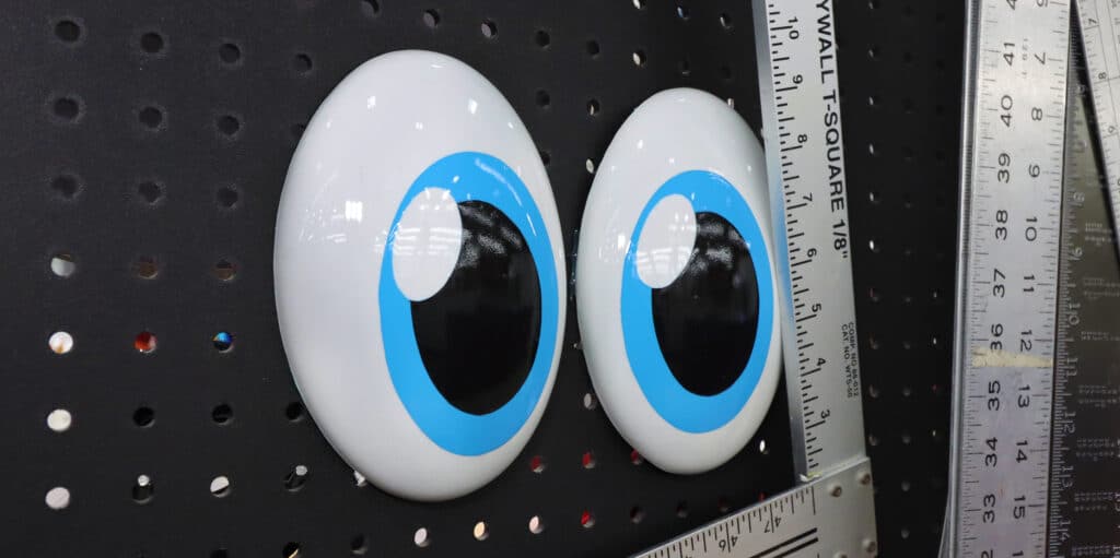 Blue mascot eyes