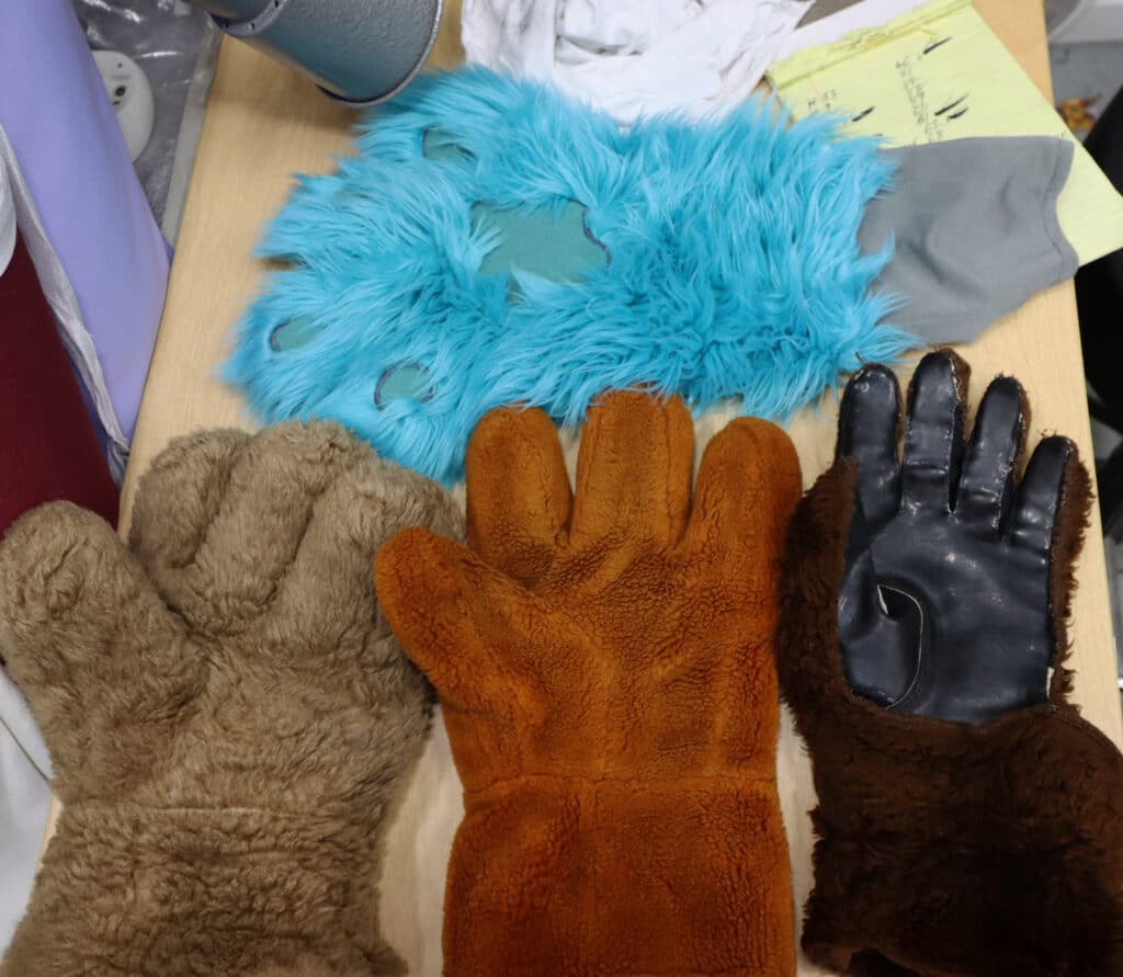 Four different examples of mascot hands.