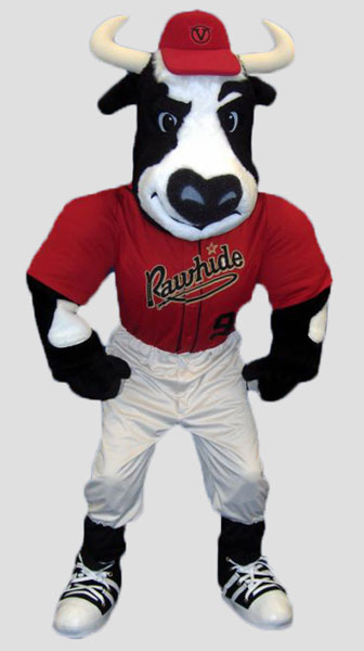 Sports Mascots cow wearing baseball uniform