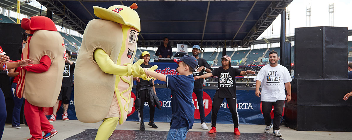 Cleveland Indians Racing Hot Dogs Mascot Performer