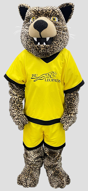 Yellow jersey'ed school leopard mascot