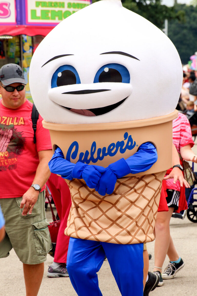 Culver's Scoopy walking in a state fair