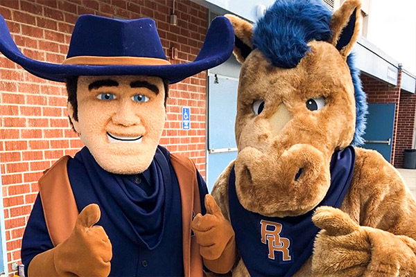 Rowland High School Mascots with thumbs-up