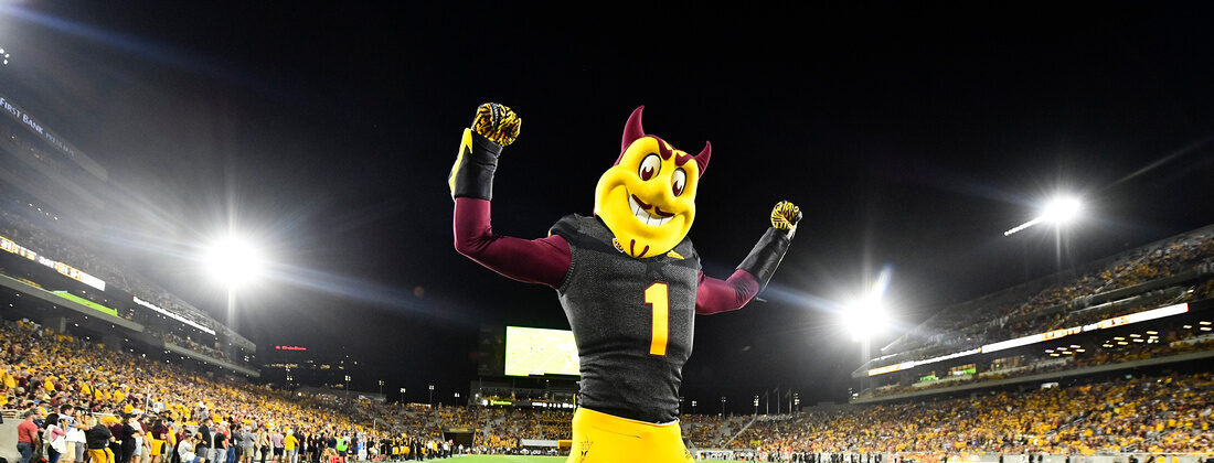 Arizona state University Mascot on Football Field