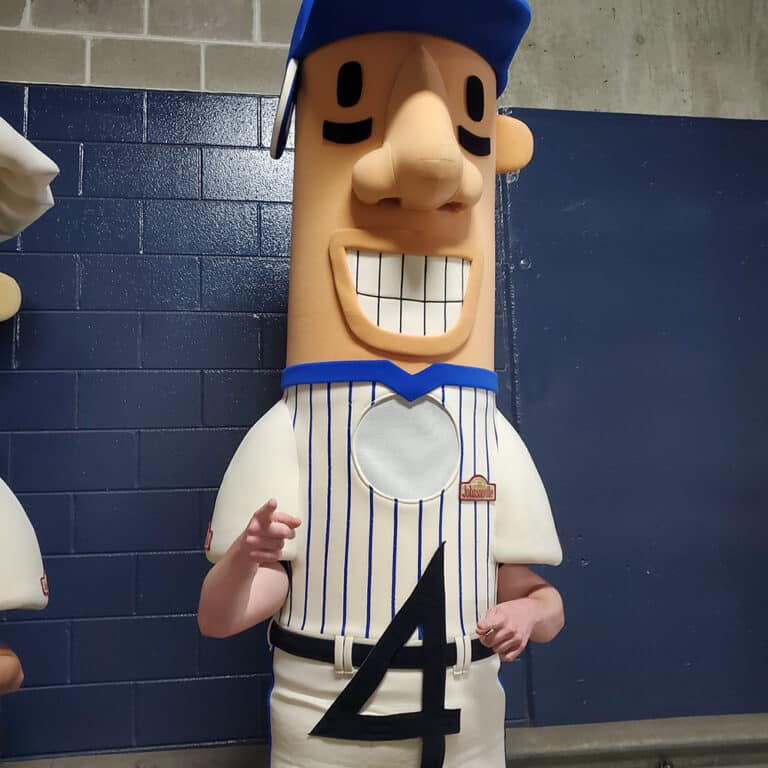 Our Intern in a Famous Racing Sausage Mascot Costume