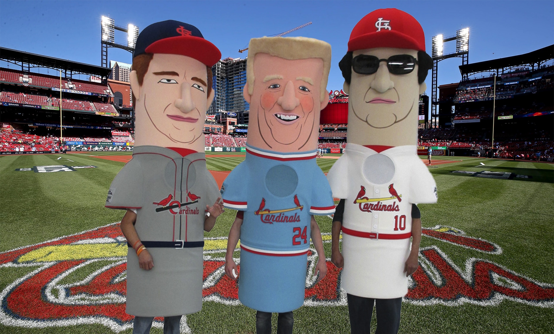 Three Racing Mascots on the field of Busch Stadium